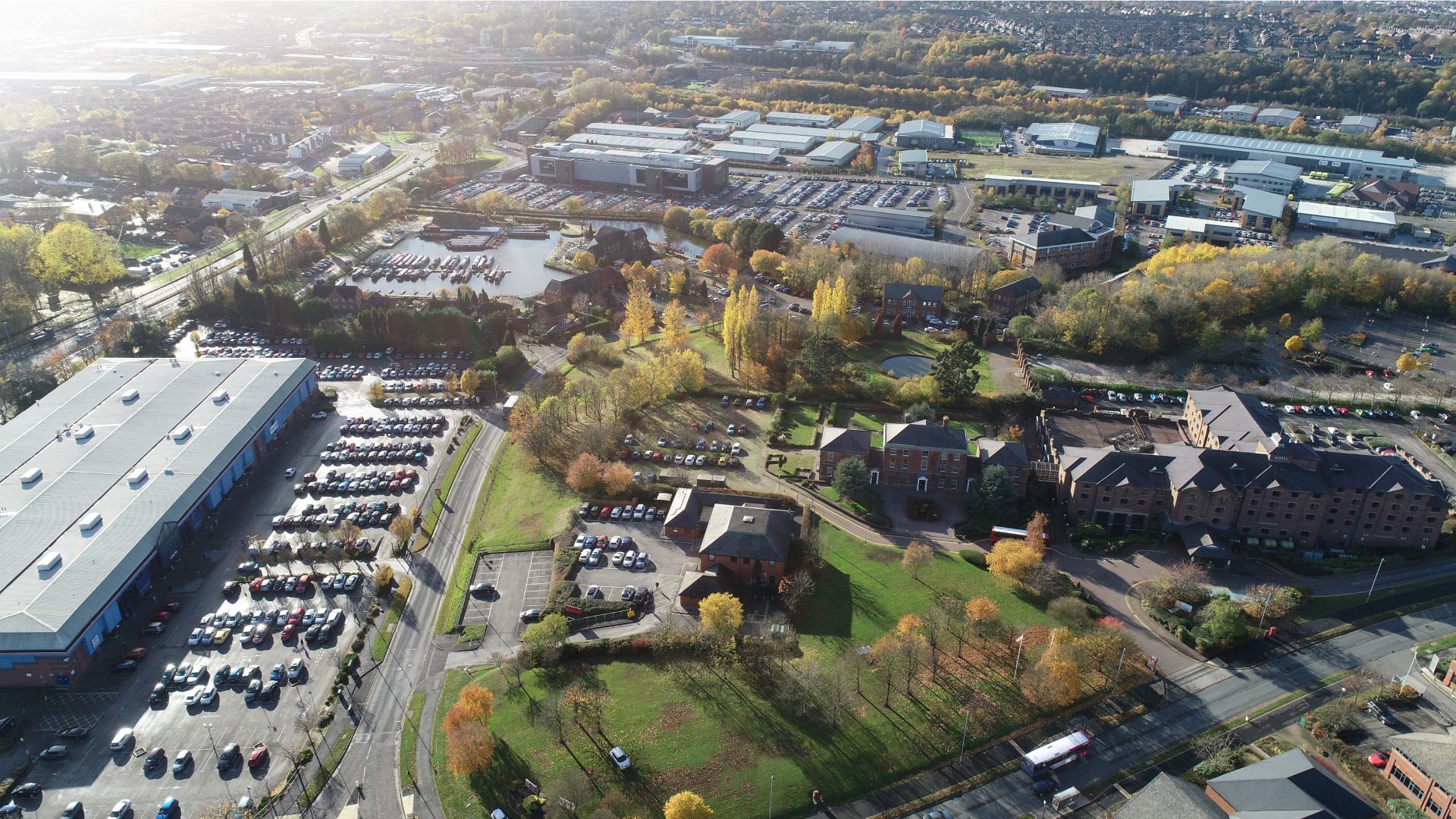 Drone photo showing Festival Park