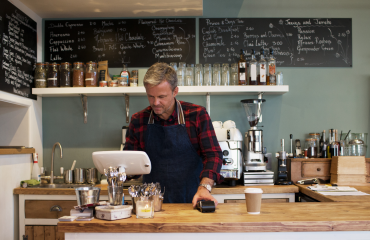 Business man working at a coffee shop