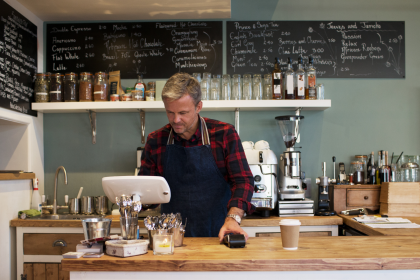 Business man working at a coffee shop