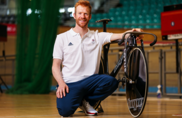 Ed Clancy OBE pictured with his bicycle, speaker at Staffordshire Business Leaders Networking Event