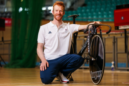 Ed Clancy OBE pictured with his bicycle, speaker at Staffordshire Business Leaders Networking Event