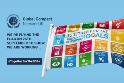 Global Compact Network UK with the UN SDG's Flag