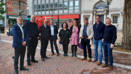 Stafford Chamber of Commerce Board members stood in Stafford town centre