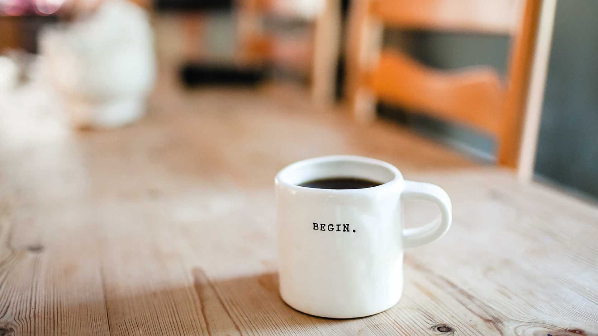Picture of a cup with coffee.