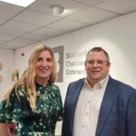 Dr Eve Davies and Steve Timmis stood in the Staffordshire Chambers reception area