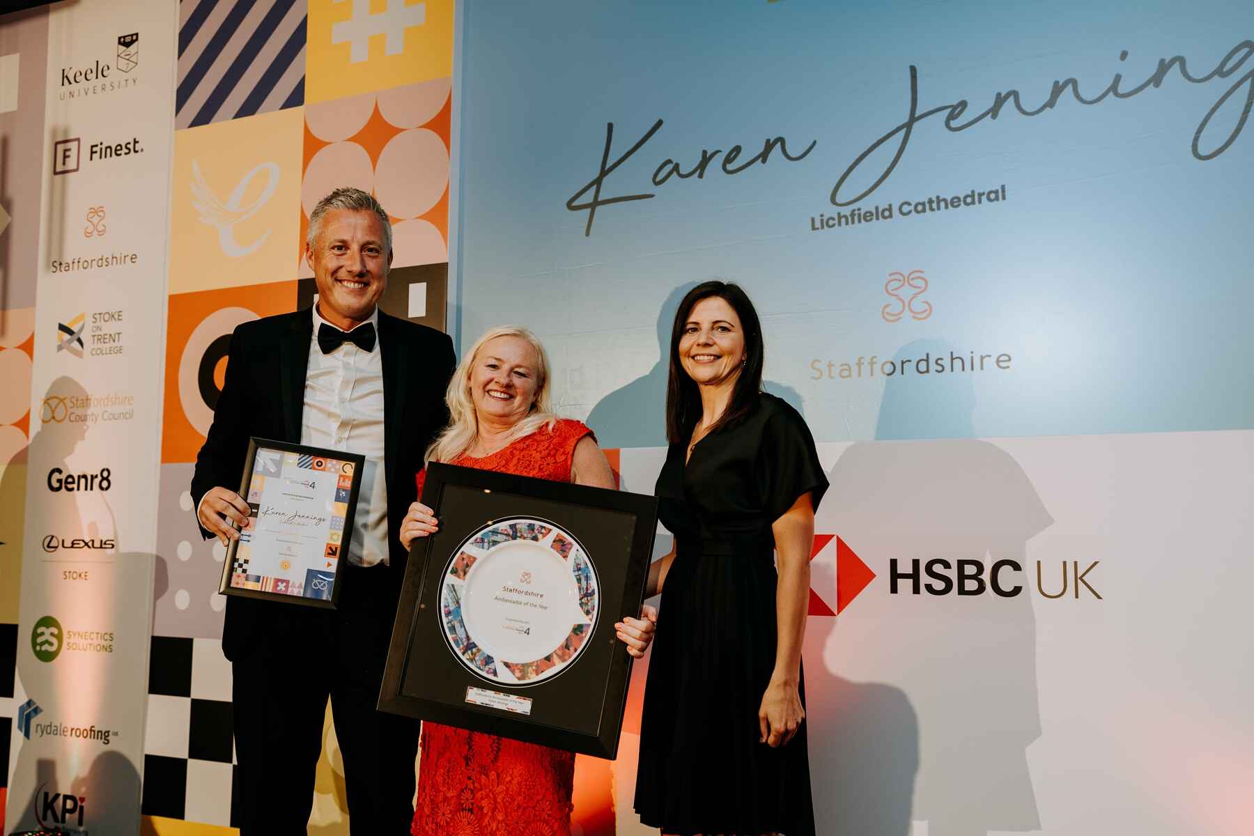 Picture of a people receiving their awards at the Staffordshire chambers of commerce Business awards 2024.