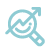 Blue icon of a eye glass with a bending arrow