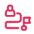 Red icon of a person going towards a Flag.