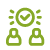 Green icon of two people agreeing on something.