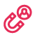 Red icon of a magnet attracting a person