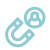 Blue icon of a magnet attracting a person