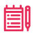 Red icon of a pen and a notebook.