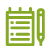 Green icon of a pen and a notebook.