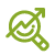 Green icon of a eye glass with a bending arrow