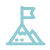 Blue Icon with a flag on top of a mountain