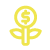 Yellow Icon of a plant with a coin on the top