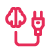 Red Icon which has a device which is connected to a plug.