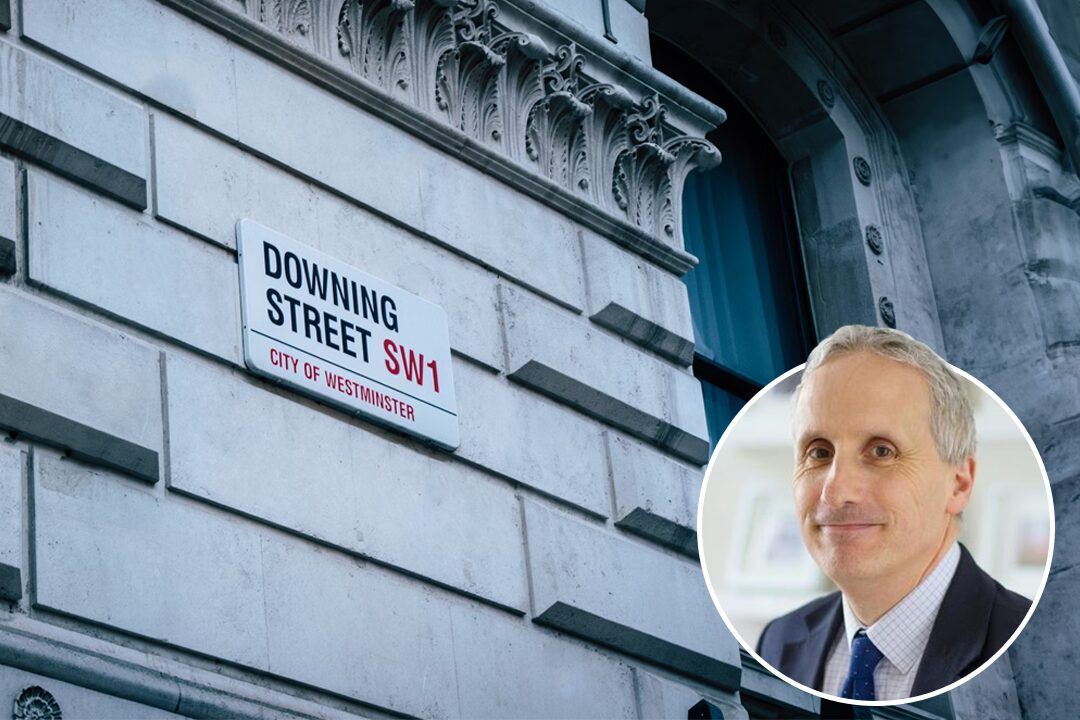 Picture of Declan Riddle and a picture of Downing street.