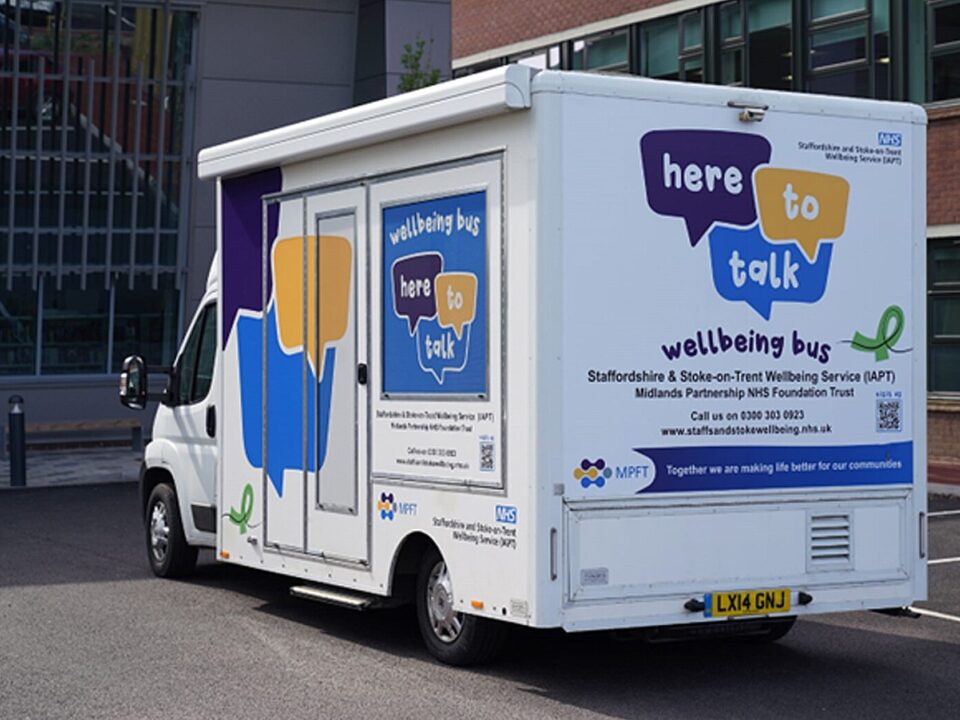 Picture of a well being buss to visit members and staff at commerce house.