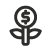 Black Icon of a plant with a coin on the top