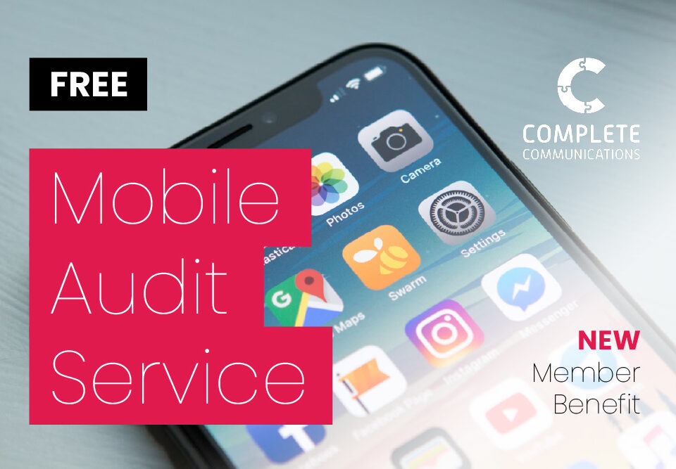 Picture of a promotion by Complete communications, about becoming a new member gets you a mobile audit service for free.