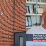 Picture of Staffordshire chambers of commerce building and also of Declan Riddell, on BBC midlands, at Staffordshire chambers of commerce.