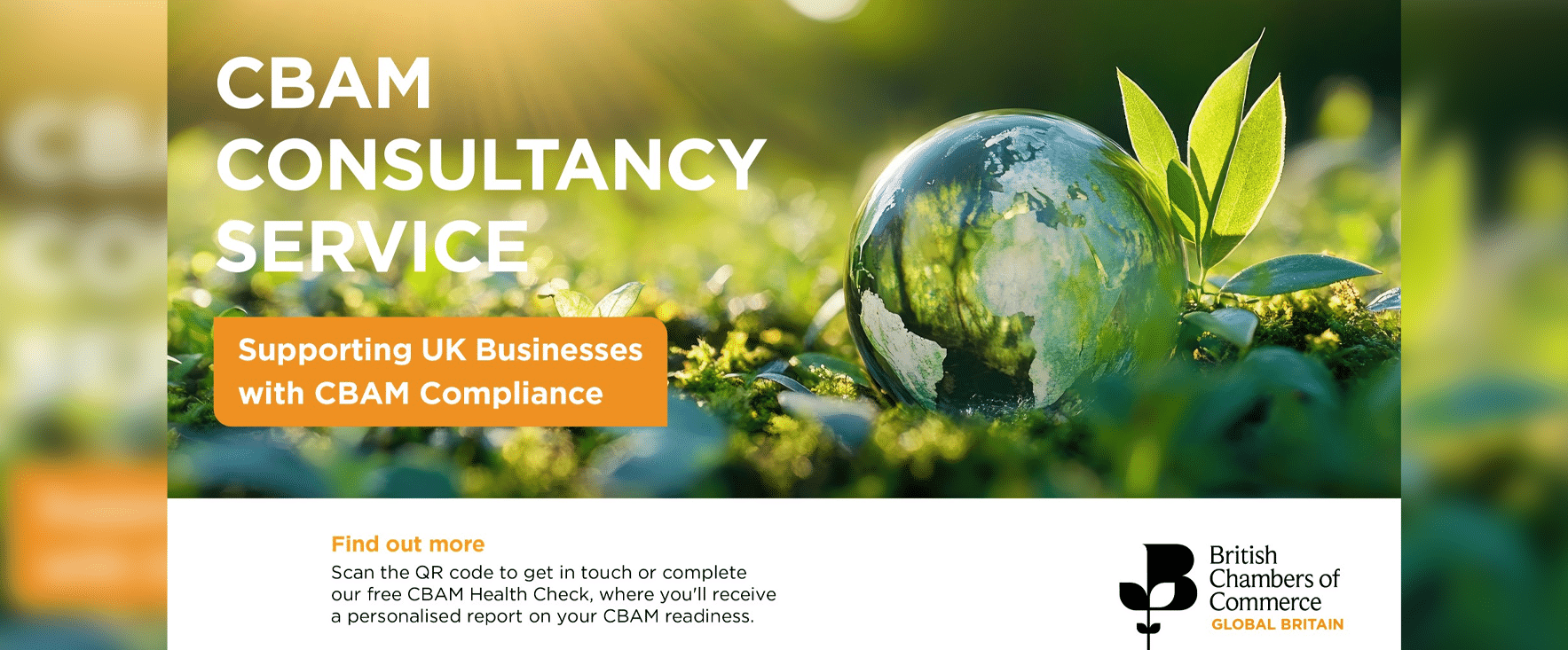 Picture promoting CBAM Consultancy Service at British Chambers of Commerce Global Britain.