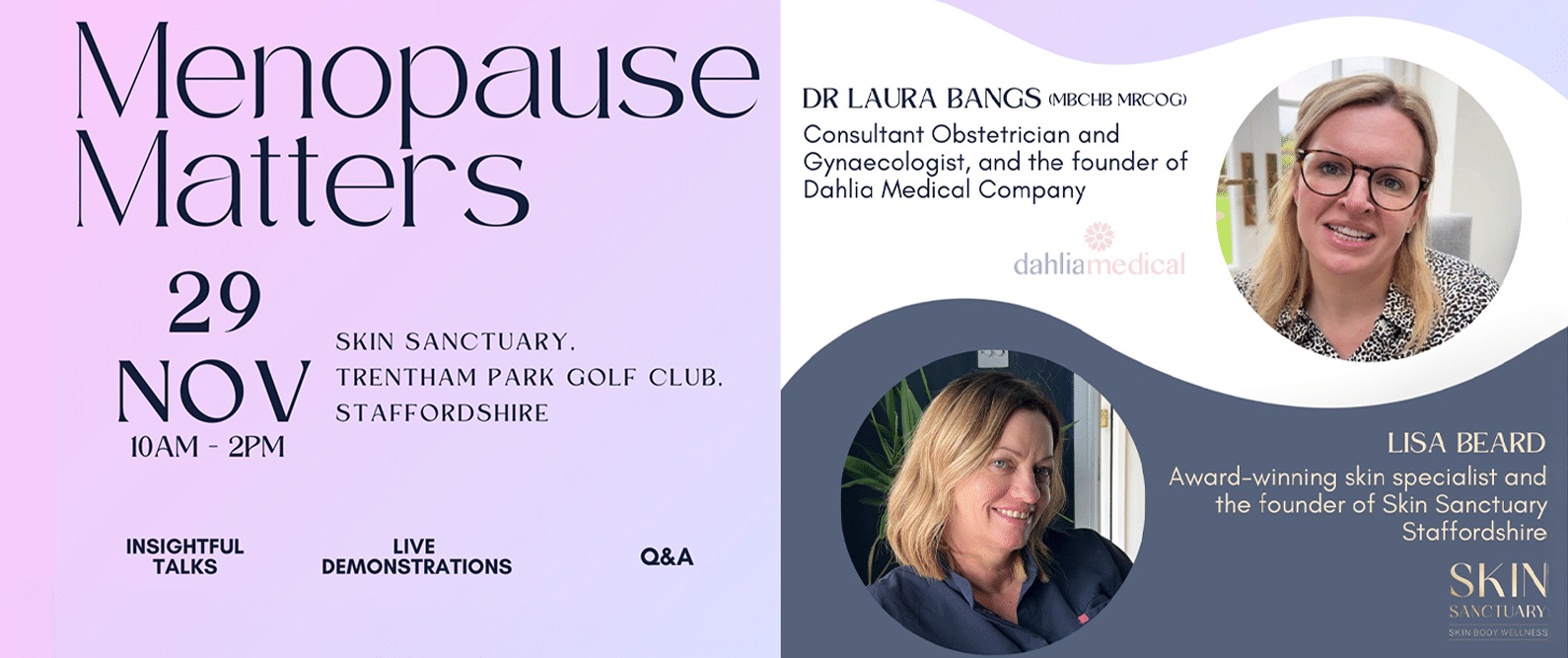 Picture of a poster about menopause matters event on 29 November.