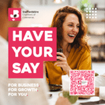 Promotion picture for Staffordshire chambers of commerce on Have you say with a QR code to a survey.